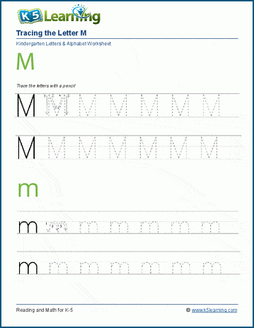 Tracing the Letter M m | K5 Learning