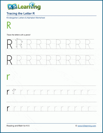 Tracing the Letter R r  K5 Learning