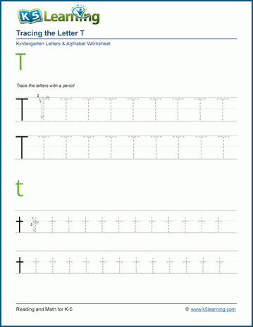 Tracing the Letter T t | K5 Learning