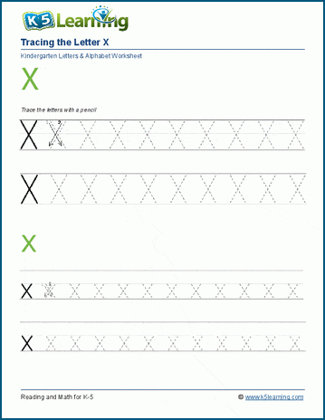 letter x tracing worksheets