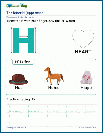 the letter h worksheet k5 learning