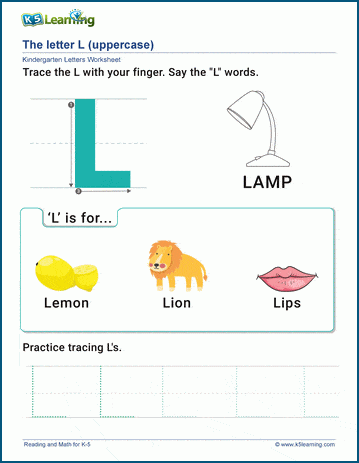 the letter l worksheet k5 learning