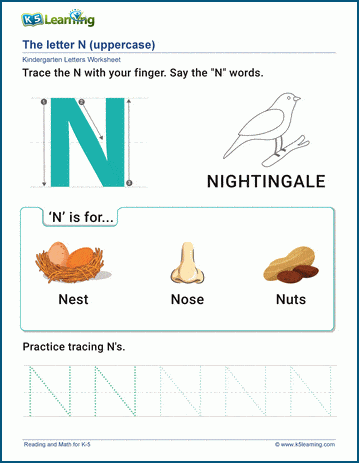 tracing letter n