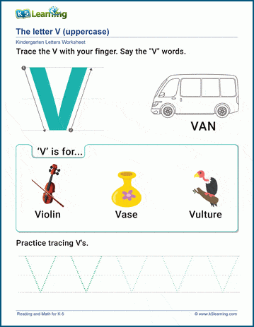 kindergarten letter v worksheets find and color kidzezone - letter v ...