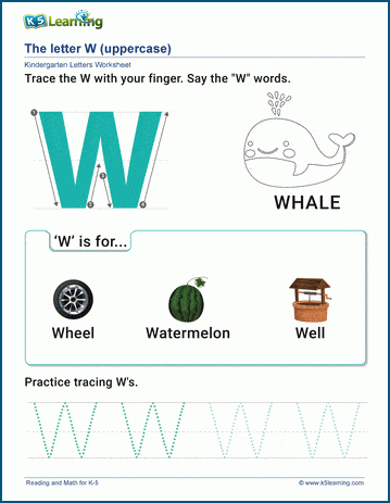 the letter w worksheet k5 learning