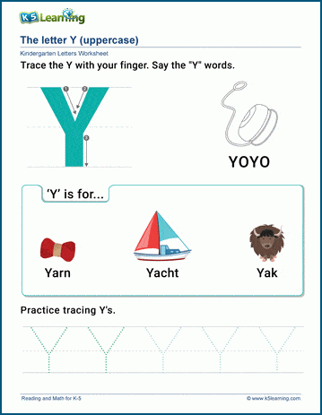 letter y phonics worksheets