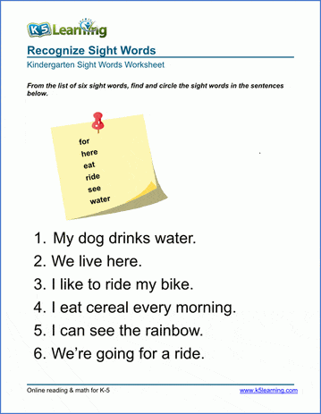 Basic English Words For Kindergarten