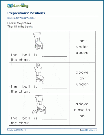 Writing Prepositions Worksheet