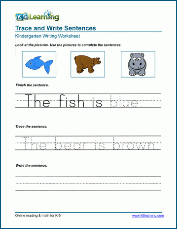 free kindergarten writing printable kindermommacom sentence writing