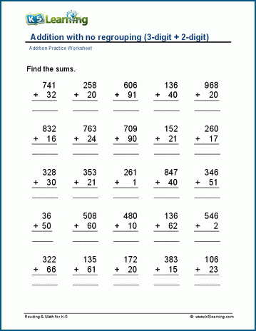 Multi-digit addition worksheets | K5 Learning