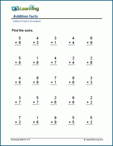 easy addition worksheets to 10