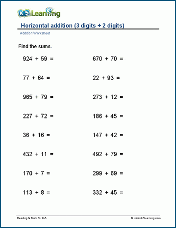 3-digit plus 2-digit worksheet