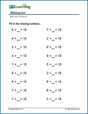 Making 10  worksheet