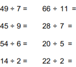 Division facts practice example