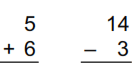 Mixed addition & subtraction facts example