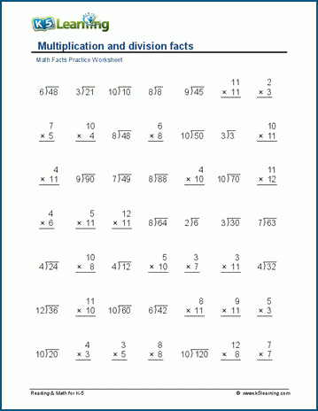 math worksheets for 4th grade multiplication and division