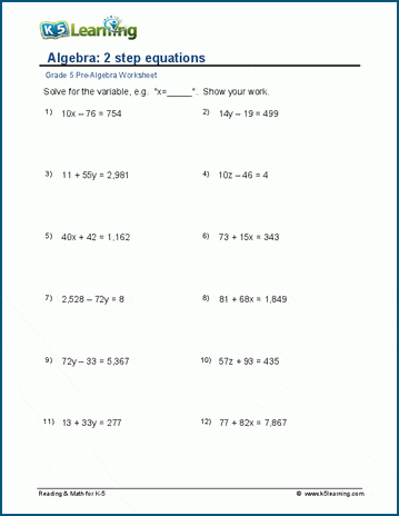 algebra worksheets solving equations