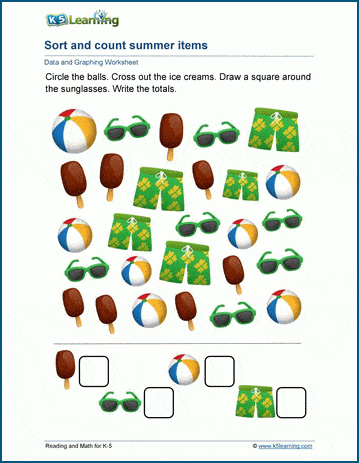 sort and count worksheets k5 learning