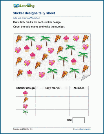 Data and graphing workshees for grade 2 students| K5 Learning