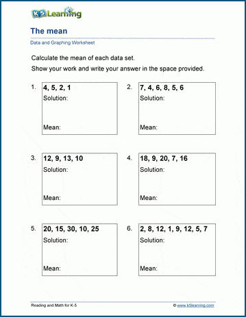 mean worksheets k5 learning