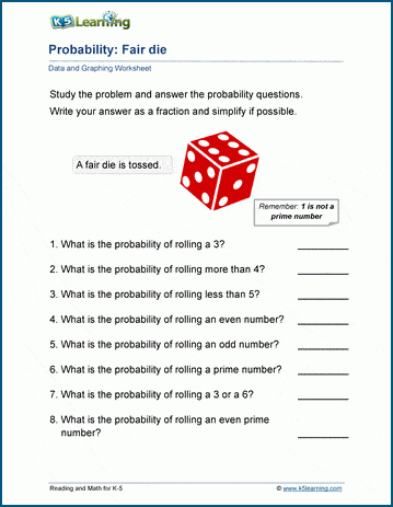 Probability Worksheets | K5 Learning