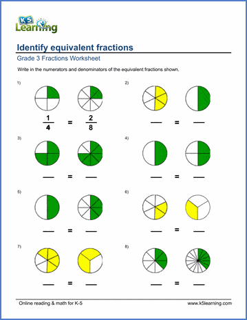 fractions worksheets for grades 1 6 k5 learning