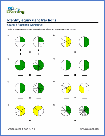 Fractions Worksheets For Grades 1 6 K5 Learning