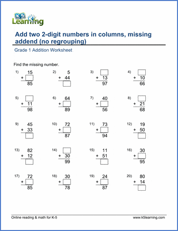 1 math regrouping worksheets grade Adding Worksheets Math  Grade 1 numbers 2 digit two