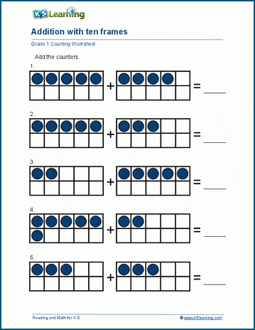 Addition with ten frames worksheets | K5 Learning