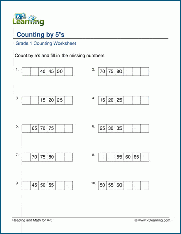 counting by 5s k5 learning