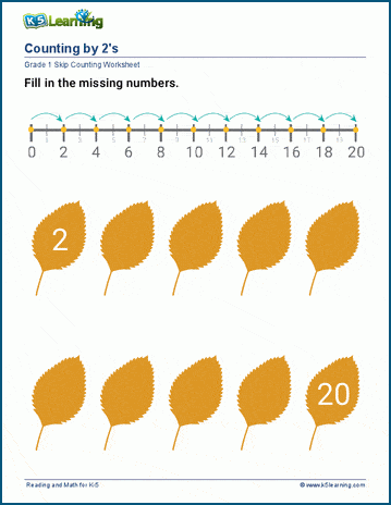 Grade 1 Counting by 2's practice