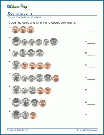 1 math coins grade for worksheets 1 Grade dimes counting worksheet  pennies, nickels,  money