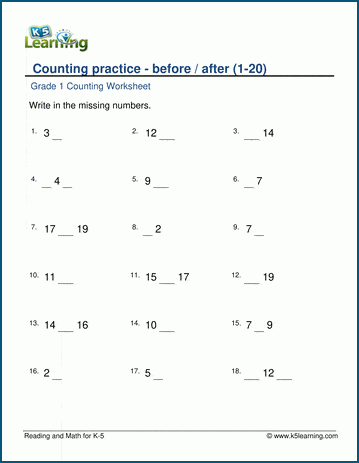 counting before and after worksheet k5 learning