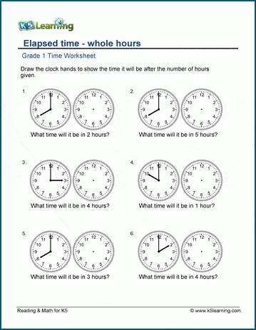 Telling Time Worksheets for Grade 1 Students | K5 Learning