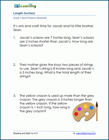 Length Word Problems For Grade 1 K5 Learning