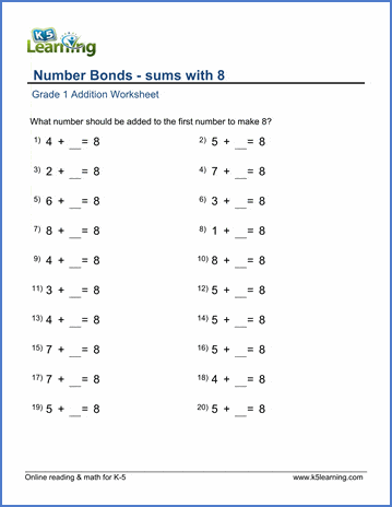 number bonds homework year 1