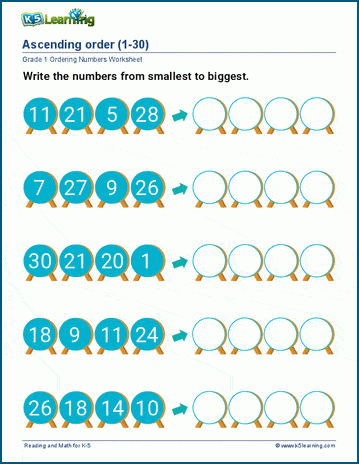 ascending descending order worksheets k5 learning