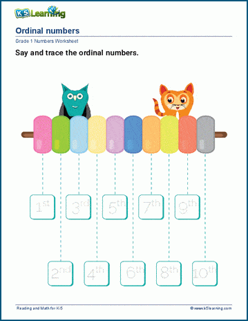 ordinal numbers worksheet for kindergarten