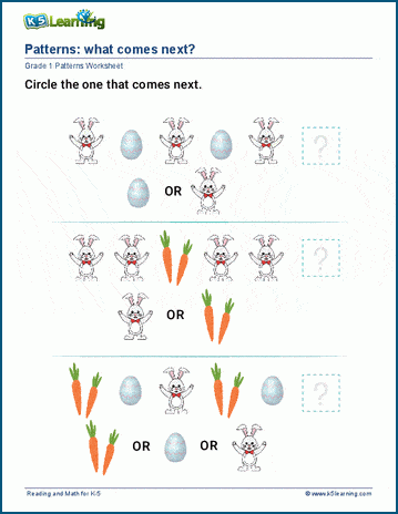 Patterns: what comes next? Worksheet