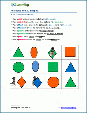 relative positions and shapes worksheets k5 learning