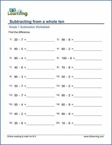 Subtracting from whole tens