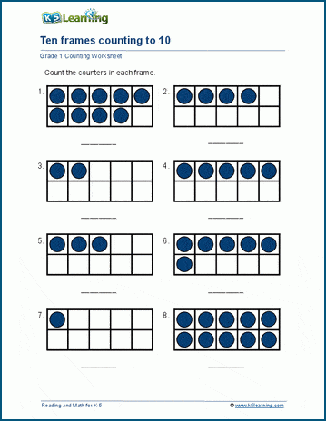 Counting with ten frames worksheets