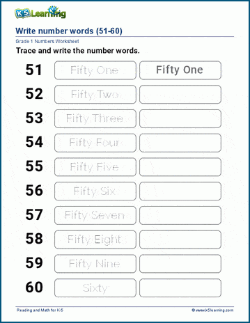 worksheets written number