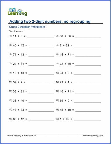 digit addition without regrouping