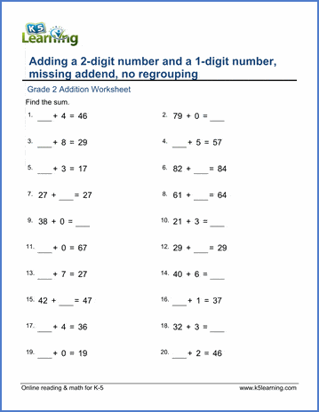 adding 2 digit and 1 digit numbers no regrouping