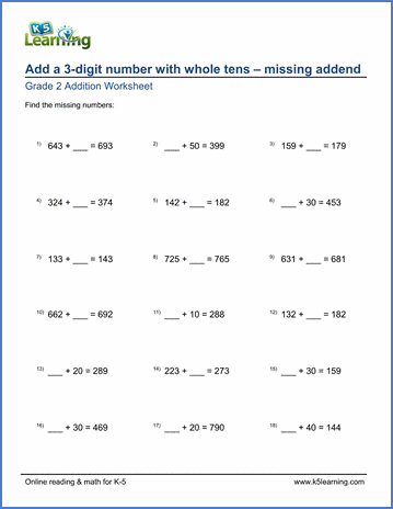 grade 2 mental math adding whole tens to a 3 digit number k5 learning