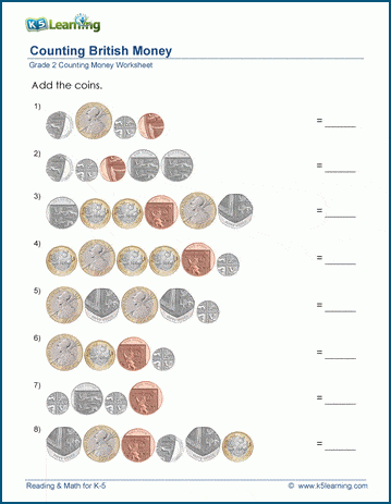 Counting British money worksheet