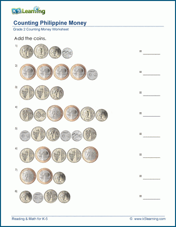 Counting Filipino money worksheets