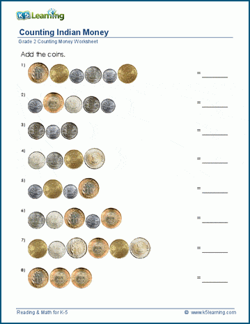 Counting Indian money worksheet