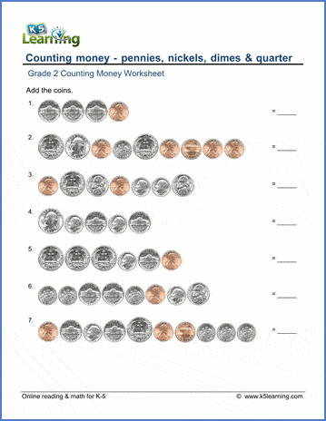 Grade 2 Counting Money Worksheet - Counting Coins | K5 Learning